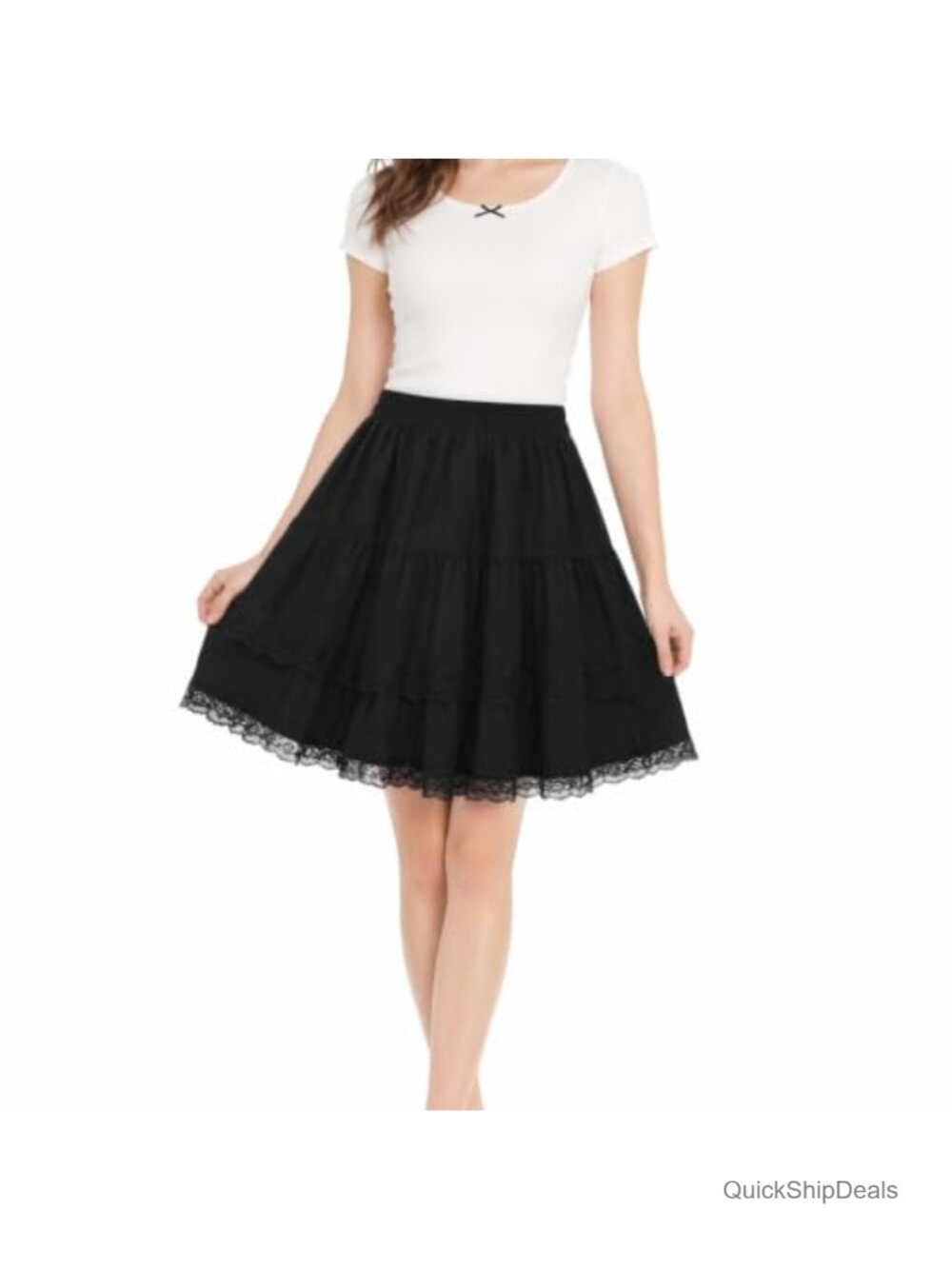 Lace Ruffle Tiered Mini Skirt High Waist Flowy
